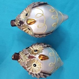 Raz Imports 5" Glass Fancy Owl Ornaments Set of 2